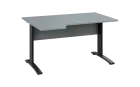 ORK 28 - 144 stůl kancelářský, rohový, levý, kovová podnož černá, deska 25 mm, široký 1400 mm, šedá