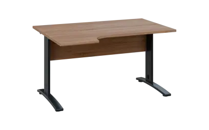 ORK 28 - 144 stůl kancelářský, rohový, levý, kovová podnož černá, deska 25 mm, široký 1400 mm, dub bardolino