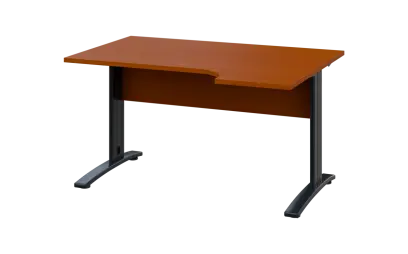 ORK 28 - 144 stůl kancelářský, rohový, pravý, kovová podnož černá, deska 25 mm, široký 1400 mm, třešeň šumavská