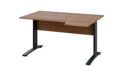 ORK 28 - 144 stůl kancelářský, rohový, pravý, kovová podnož černá, deska 25 mm, široký 1400 mm, dub bardolino
