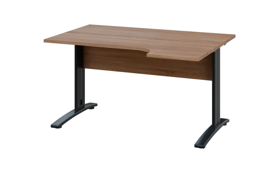 ORK 28 - 144 stůl kancelářský, rohový, pravý, kovová podnož černá, deska 25 mm, široký 1400 mm, dub bardolino