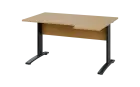 ORK 28 - 144 stůl kancelářský, rohový, pravý, kovová podnož černá, deska 25 mm, široký 1400 mm, javo