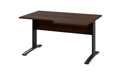 ORK 28 - 146 stůl kancelářský, rohový, pravý, kovová podnož černá, deska 25 mm, široký 1400 mm, ořech královský