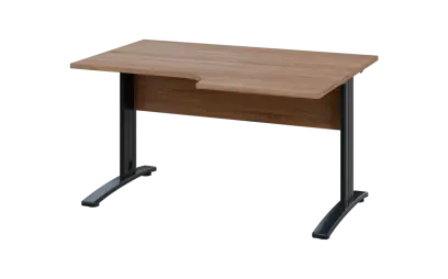ORK 28 - 146 stůl kancelářský, rohový, pravý, kovová podnož černá, deska 25 mm, široký 1400 mm, dub bardolino