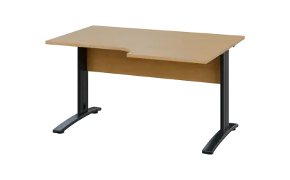 ORK 28 - 146 stůl kancelářský, rohový, pravý, kovová podnož černá, deska 25 mm, široký 1400 mm, javor horský