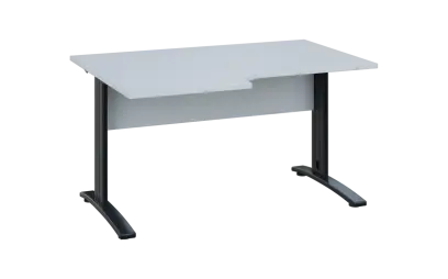 ORK 28 - 146 stůl kancelářský, rohový, levý, kovová podnož černá, deska 25 mm, široký 1400 mm, bílá