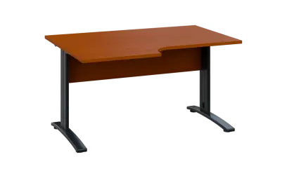 ORK 28 - 146 stůl kancelářský, rohový, levý, kovová podnož černá, deska 25 mm, široký 1400 mm, třešeň šumavská