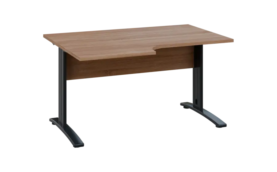 ORK 28 - 146 stůl kancelářský, rohový, levý, kovová podnož černá, deska 25 mm, široký 1400 mm, dub bardolino