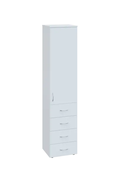 EN 5 - 44ZD skříň 4-zásuvková/1-dveřová, úzká, pravá lamino - bílá