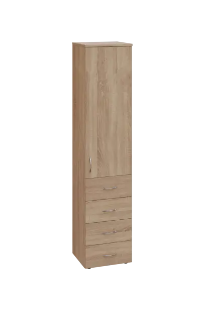 EN 5 - 44ZD skříň 4-zásuvková/1-dveřová, úzká, pravá lamino - dub bardolino