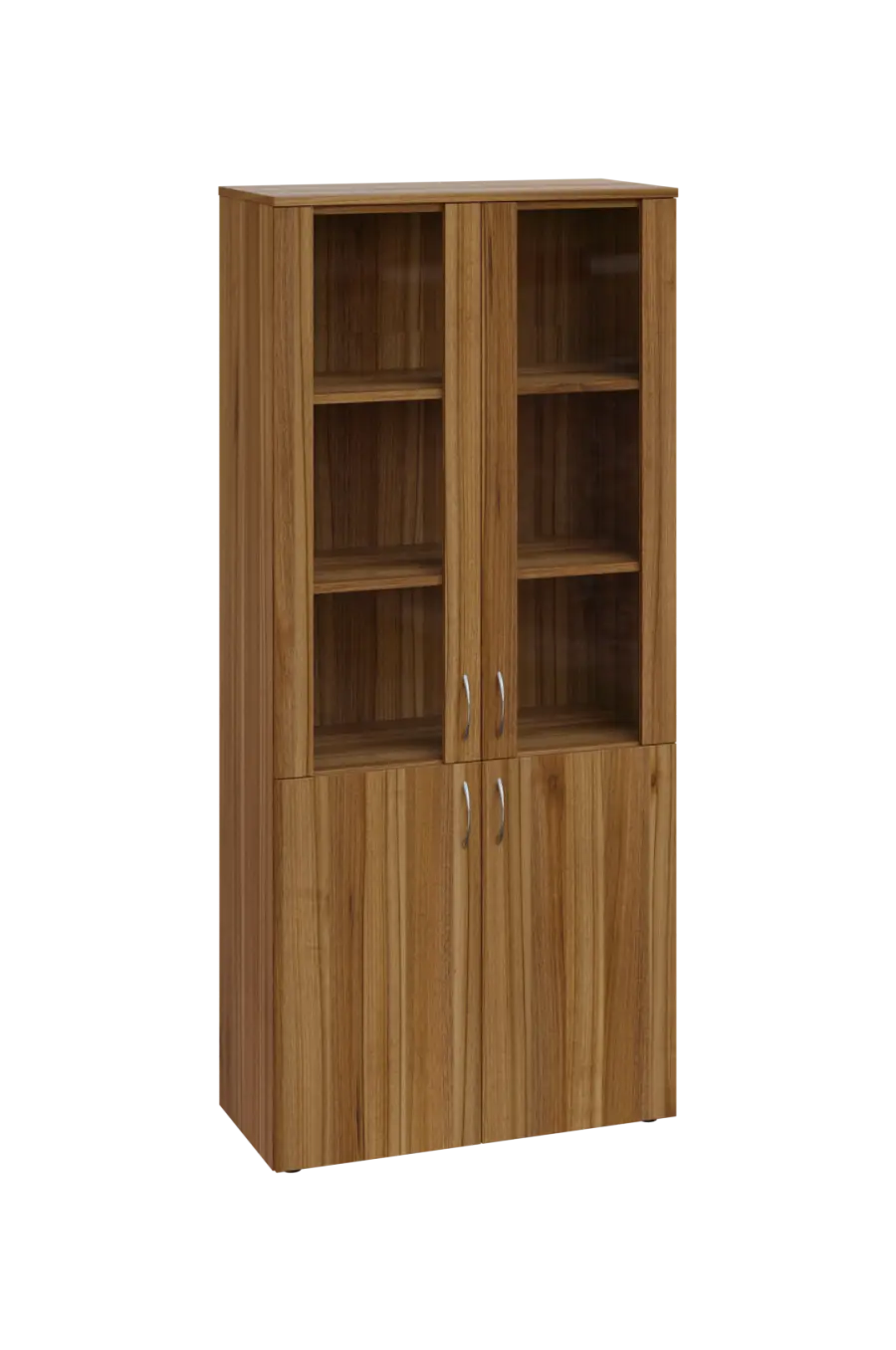 EN 5 - 8DS skříň 4-dveřová/2-sklo/, široká lamino - ořech světlý