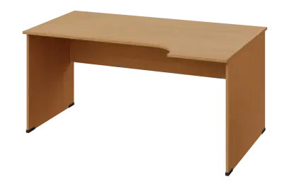 ERL 18 - 164 stůl kancelářský, rohový, pravý, dřevěná podnož, deska 18 mm, široký 1600 mm, buk Royal