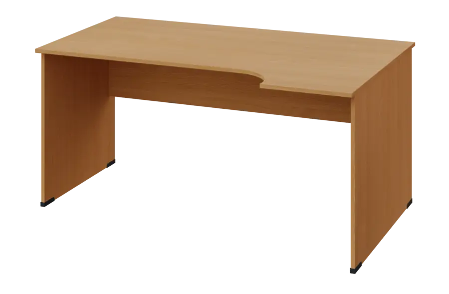 ERL 18 - 164 stůl kancelářský, rohový, pravý, dřevěná podnož, deska 18 mm, široký 1600 mm, buk Royal