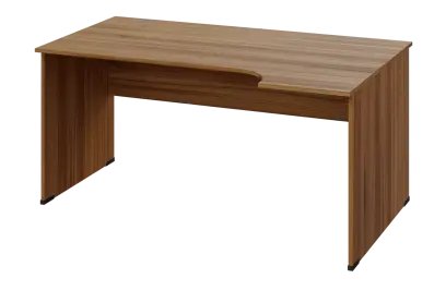 ERL 18 - 164 stůl kancelářský, rohový, pravý, dřevěná podnož, deska 18 mm, široký 1600 mm, ořech světlý