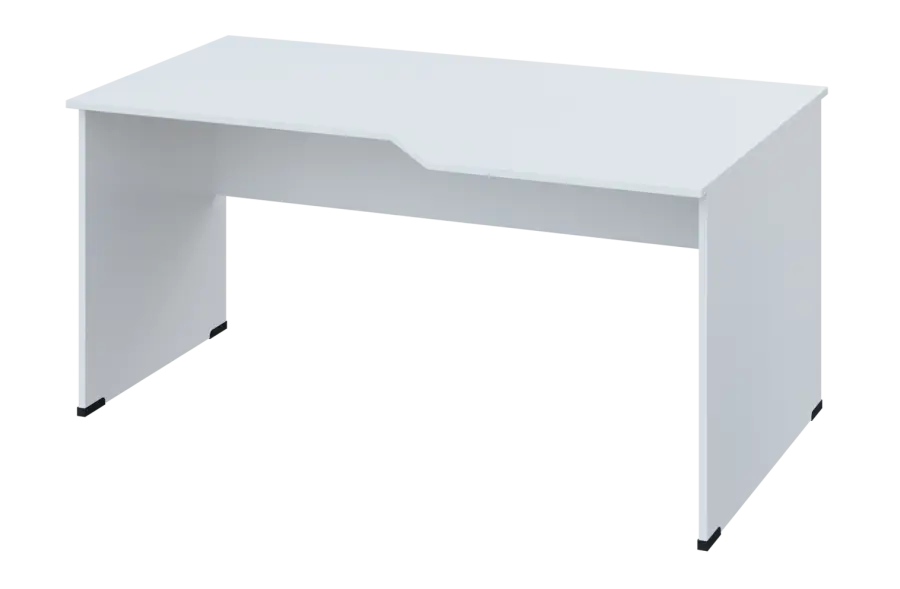 EZL 18 - 166 stůl kancelářský, rohový, pravý, dřevěná podnož, deska 18 mm, široký 1600 mm, bílá