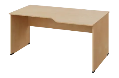 EZL 18 - 166 stůl kancelářský, rohový, pravý, dřevěná podnož, deska 18 mm, široký 1600 mm, bříza světlá