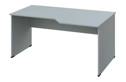 EZL 18 - 166 stůl kancelářský, rohový, pravý, dřevěná podnož, deska 18 mm, široký 1600 mm, šedá