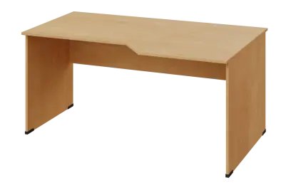 EZL 18 - 166 stůl kancelářský, rohový, pravý, dřevěná podnož, deska 18 mm, široký 1600 mm, javor horský