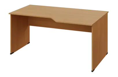 EZL 18 - 166 stůl kancelářský, rohový, pravý, dřevěná podnož, deska 18 mm, široký 1600 mm, buk Royal