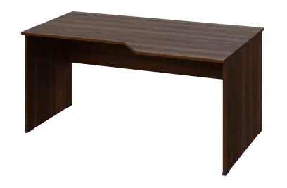 EZL 18 - 166 stůl kancelářský, rohový, pravý, dřevěná podnož, deska 18 mm, široký 1600 mm, ořech královský
