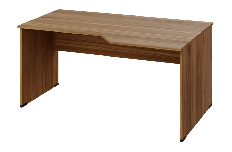 EZL 18 - 166 stůl kancelářský, rohový, pravý, dřevěná podnož, deska 18 mm, široký 1600 mm, ořech světlý