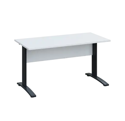 LK 27 - 14 stůl kancelářský, kovová podnož černá, deska 25 mm, široký 1400 mm, bílá
