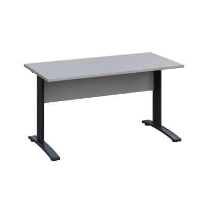 LK 27 - 14 stůl kancelářský, kovová podnož černá, deska 25 mm, široký 1400 mm, šedá