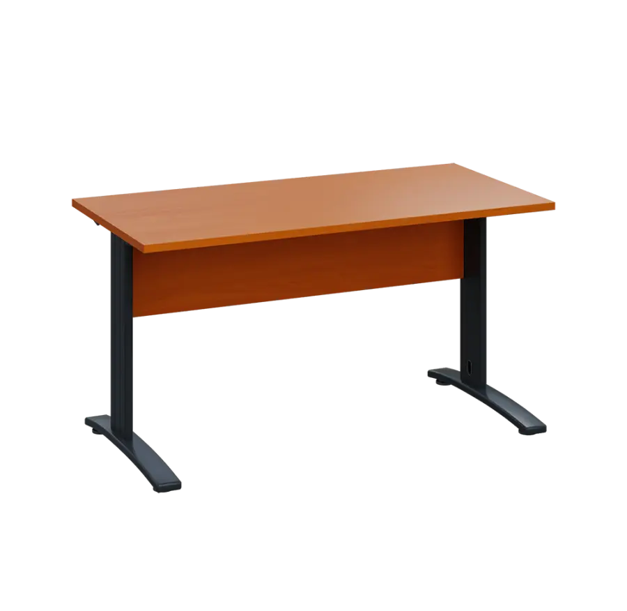 LK 27 - 14 stůl kancelářský, kovová podnož černá, deska 25 mm, široký 1400 mm, třešeň šumavská