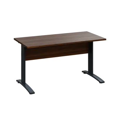 LK 27 - 14 stůl kancelářský, kovová podnož černá, deska 25 mm, široký 1400 mm, ořech královský