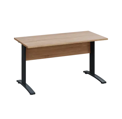 LK 27 - 14 stůl kancelářský, kovová podnož černá, deska 25 mm, široký 1400 mm, dub bardolino