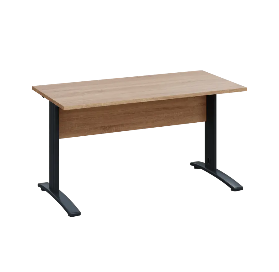 LK 27 - 14 stůl kancelářský, kovová podnož černá, deska 25 mm, široký 1400 mm, dub bardolino