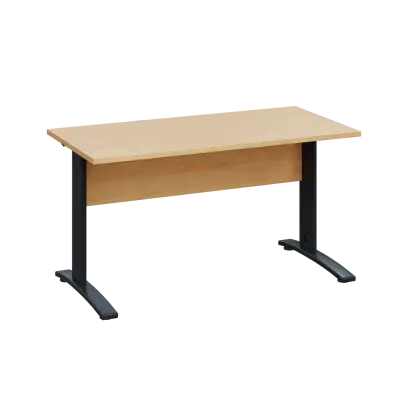 LK 27 - 14 stůl kancelářský, kovová podnož černá, deska 25 mm, široký 1400 mm, javor horský
