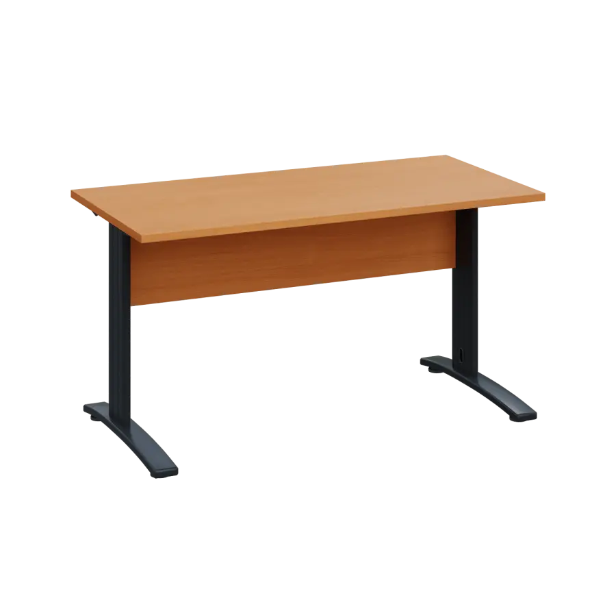 LK 27 - 14 stůl kancelářský, kovová podnož černá, deska 25 mm, široký 1400 mm, buk Royal