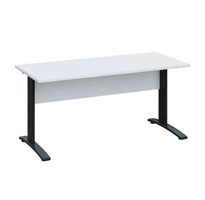 LK 27 - 16 stůl kancelářský, kovová podnož černá, deska 25 mm, široký 1600 mm, bílá