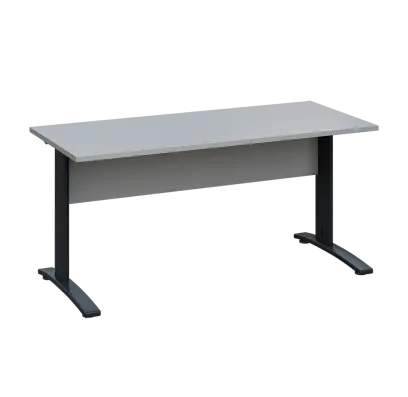 LK 27 - 16 stůl kancelářský, kovová podnož černá, deska 25 mm, široký 1600 mm, šedá