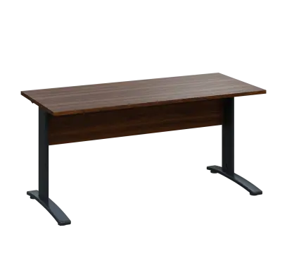 LK 27 - 16 stůl kancelářský, kovová podnož černá, deska 25 mm, široký 1600 mm, ořech královský