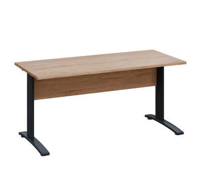 LK 27 - 16 stůl kancelářský, kovová podnož černá, deska 25 mm, široký 1600 mm, dub bardolino