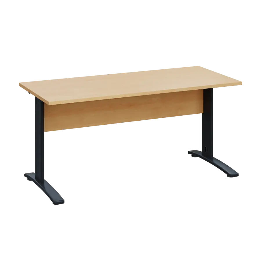LK 27 - 16 stůl kancelářský, kovová podnož černá, deska 25 mm, široký 1600 mm, javor horský