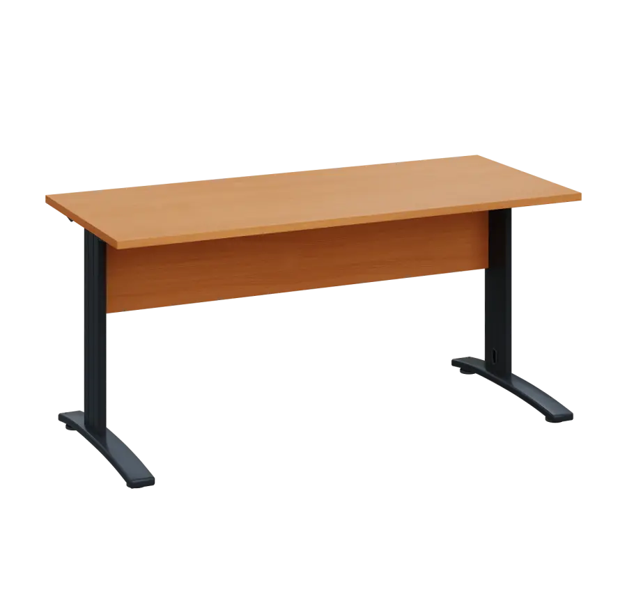 LK 27 - 16 stůl kancelářský, kovová podnož černá, deska 25 mm, široký 1600 mm, buk Royal