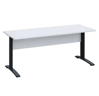 LK 27 - 18 stůl kancelářský, kovová podnož černá, deska 25 mm, široký 1800 mm, bílá