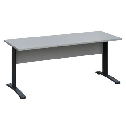LK 27 - 18 stůl kancelářský, kovová podnož černá, deska 25 mm, široký 1800 mm, šedá