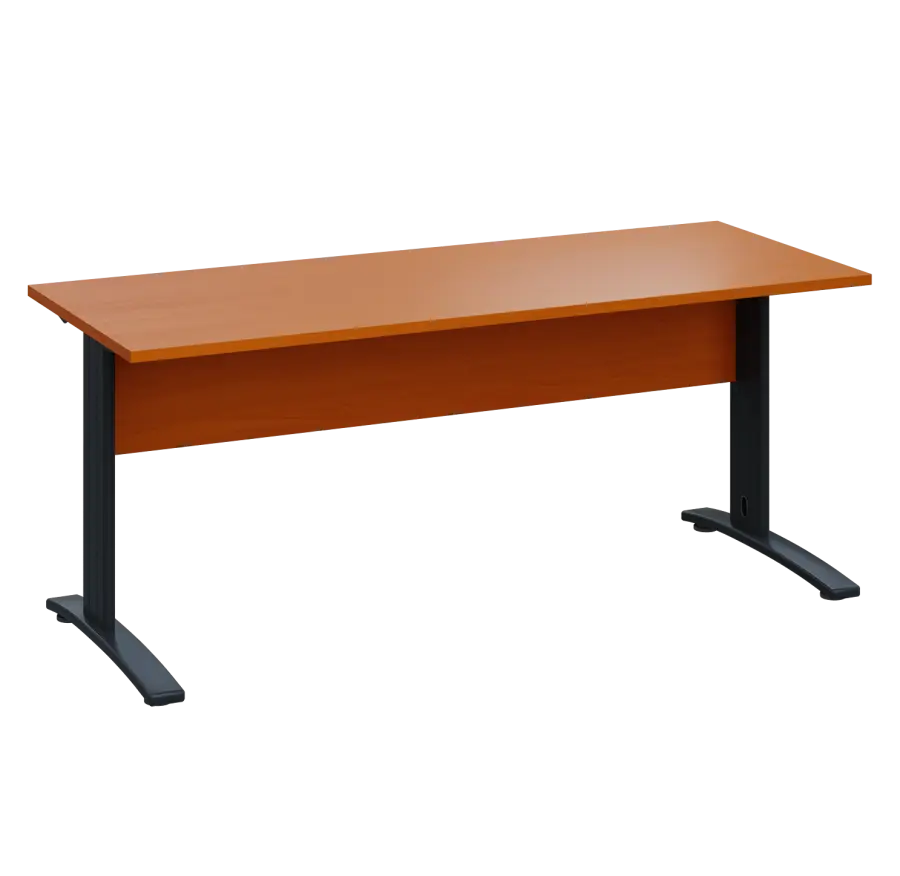 LK 27 - 18 stůl kancelářský, kovová podnož černá, deska 25 mm, široký 1800 mm, třešeň šumavská