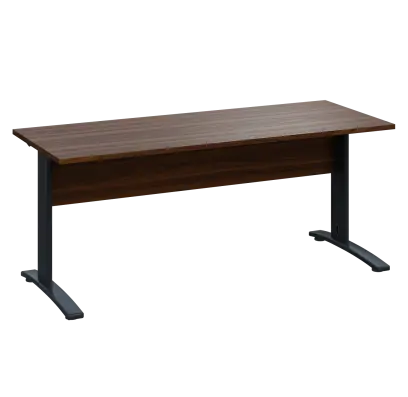 LK 27 - 18 stůl kancelářský, kovová podnož černá, deska 25 mm, široký 1800 mm, ořech královský