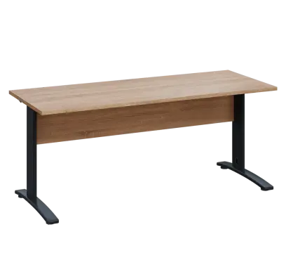 LK 27 - 18 stůl kancelářský, kovová podnož černá, deska 25 mm, široký 1800 mm, dub bardolino