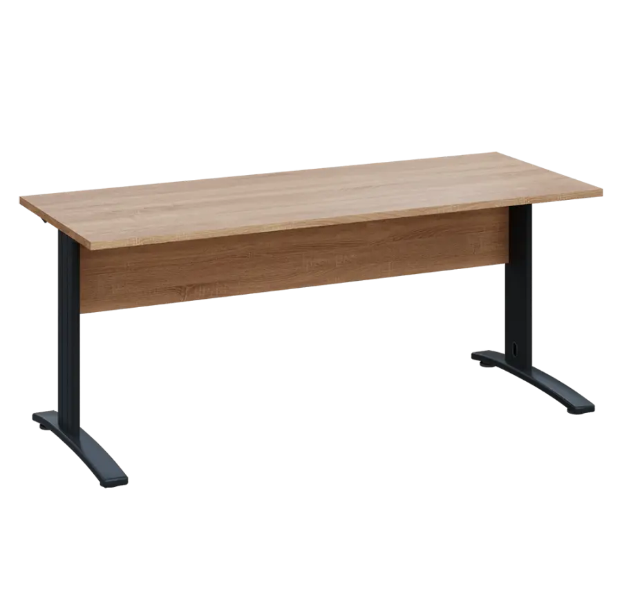 LK 27 - 18 stůl kancelářský, kovová podnož černá, deska 25 mm, široký 1800 mm, dub bardolino