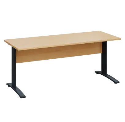LK 27 - 18 stůl kancelářský, kovová podnož černá, deska 25 mm, široký 1800 mm, javor horský