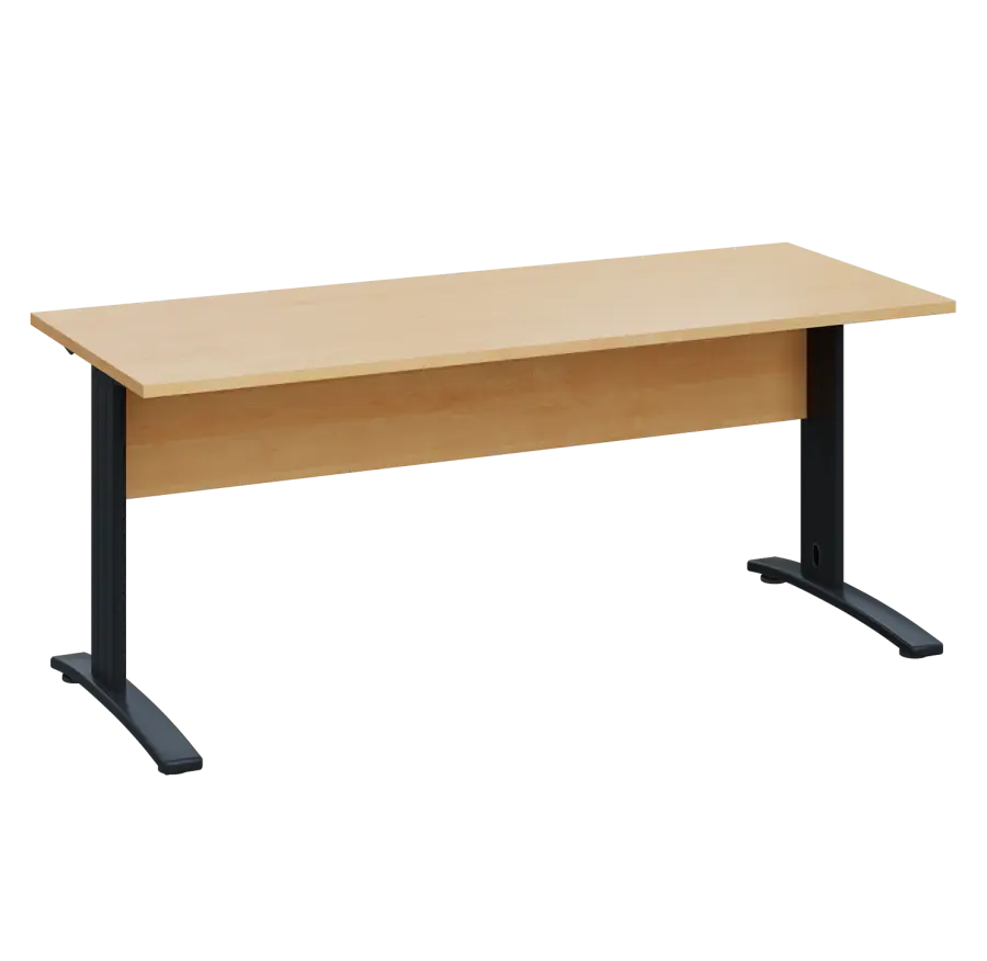 LK 27 - 18 stůl kancelářský, kovová podnož černá, deska 25 mm, široký 1800 mm, javor horský