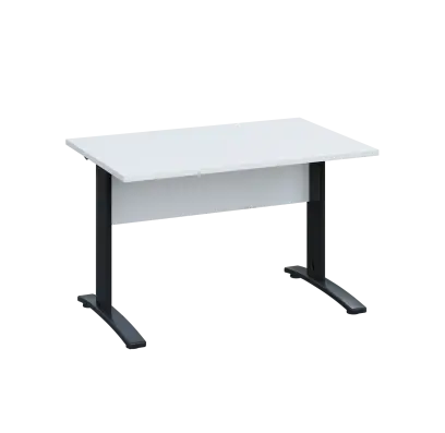 LK 28 - 12 stůl kancelářský, kovová podnož černá, deska 25 mm, široký 1200 mm, bílá