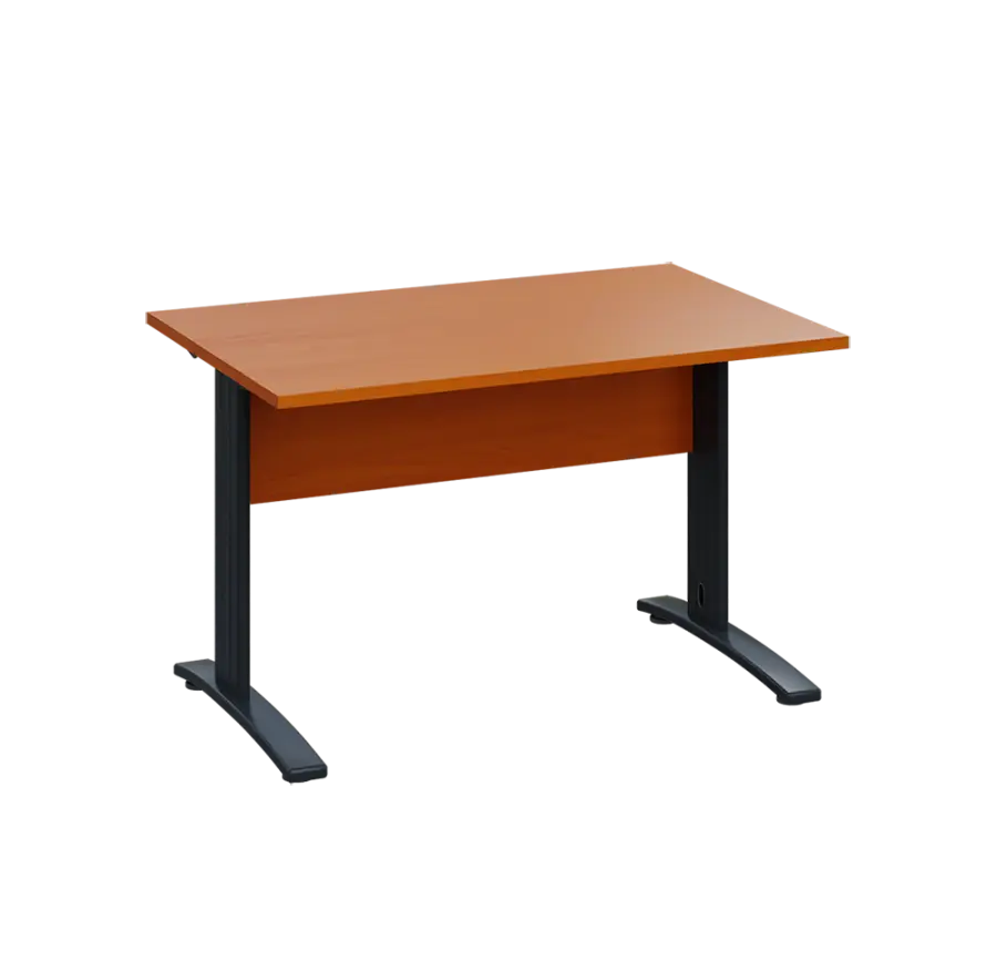 LK 28 - 12 stůl kancelářský, kovová podnož černá, deska 25 mm, široký 1200 mm, třešeň šumavská