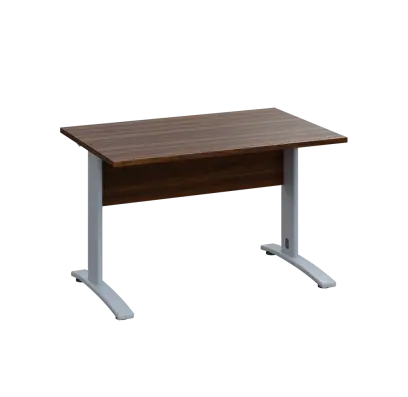 LK 28 - 12 stůl kancelářský, kovová podnož stříbrná, deska 25 mm, široký 1200 mm, ořech královský